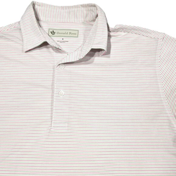Donald Ross Golf Polo Men’s M White Pink Green Micro Stripe Polyester - Picture 3 of 7